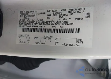 2017 Ford F-150 Xlt z USA, uszkodzony, nr VIN 1FTEW1EP3HFB74816